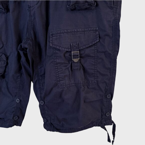 Y2K Sean John Classic Flight Cargo Shorts Blue Men's W34 Paratrooper Streetwear - Picture 6 of 9